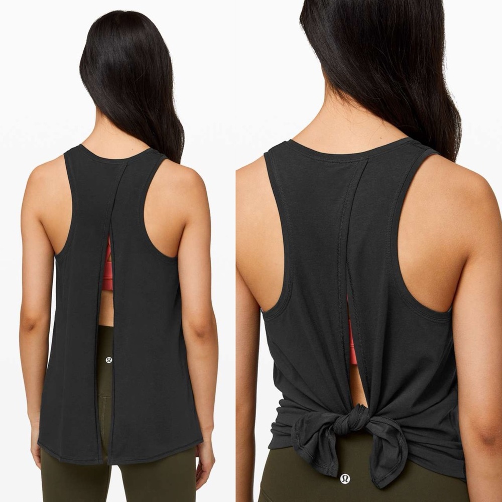Lululemon All Tied Up Tank Top Size 4 Black Yoga Gym Running Balletcore Casual 4